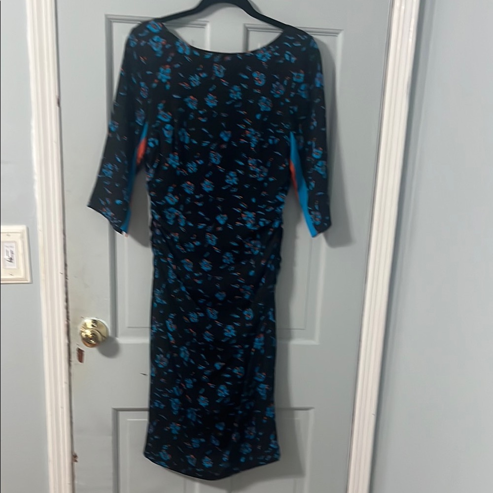 Tracy Reese Blue Sheath Dress with 3/4 Sleeves